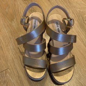 Steve Madden gold shimmer wedges